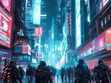 赛博朋克科技动态素材，未来科技与生存的碰撞
