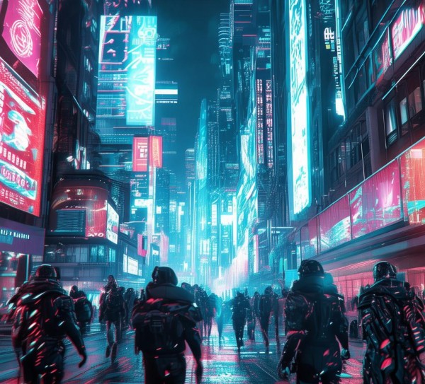 赛博朋克科技动态素材,未来科技与生存的碰撞 赛博朋克科技动态素材,未来科技与生存的碰撞